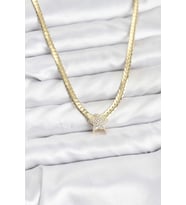 Gold Renk Pirinç Yıldız Zirkon Taşlı Kadın Kolye 5886 - EEEEEE6849-8005