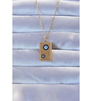 316L Altın Renk İşlemeli Nazarlı Vintage Kolye 5886 - HEP-8253-8053