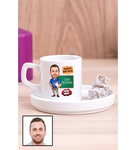 Erkek Almanca Öğretmenine Özel Hediye Karikatürlü Concept Türk Kahvesi Fincanı