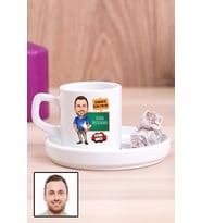 Erkek Almanca Öğretmenine Özel Hediye Karikatürlü Concept Türk Kahvesi Fincanı