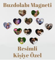Kişiye Özel Resim Fotoğraf Baskılı Kalp Buzdolabı Magneti 8x7 cm (12 Adet)
