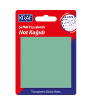 Kraf Yapışkanlı Şeffaf Not Kağıdı 76x76 mm 50 yp Transparan Yeşil 
