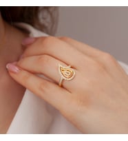 Altın Kaplamalı Zirkon Taşlı 925 Ayar Gümüş Yüzük (Sarı)