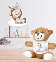 Kişiye Özel Bebek Kapı Süsü ve Peluş Ayıcık Seti – Baby Shower / Hastane Odası