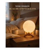 Mey İthalat® Dekoratif 3D Ay Işığı Masa Lambası Hediyelik Atmosfer Aydınlatması
