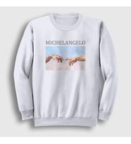 Presmono Unisex Beyaz Creation of Adam Yaratılış Michelangelo Sweatshirt 302931tt