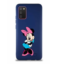 Samsung Galaxy A02S Soft Premier Kapak Minnie Mouse-D Tasarımlı Silikon Kılıf - Lacivert (Şeffaf)
