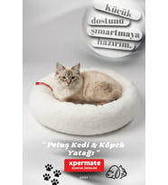 XPERMATE Peluş Yumuşak Kedi Yatağı Köpek Yatağı Minder Beyaz