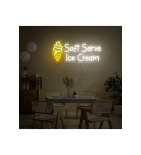 Soft Serve Ice Cream Yazılı ve Şekilli Neon Tabela