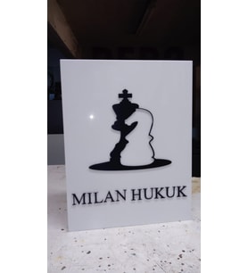Firmaya Özel Hukuk Bürosu Yazılı Tabela 3D Led Neon Etkili Işıklı Tabela 30X45 CM Tek Taraflı