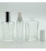 PARFÜM ŞİŞESİ 50 ML (3 ADET) GRİ KAPAK PLASTİK VALF İÇBÜKEY BOŞ ŞİŞE
