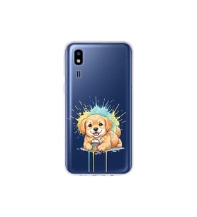 Samsung Galaxy A2 Core ile Uyumlu Splash Köpek Tasarımlı Şeffaf Silikon Kılıf