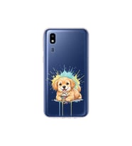 Samsung Galaxy A2 Core ile Uyumlu Splash Köpek Tasarımlı Şeffaf Silikon Kılıf