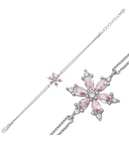 Gümüş Pembe Lotus Çiçeği Kadın Bileklik