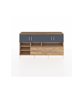 Arges Konsol 8 Raflı 3 Çekmeceli 4 Kapaklı 176x30x99 Çam-Antrasit/Çam