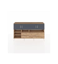 Arges Konsol 8 Raflı 3 Çekmeceli 4 Kapaklı 176x30x99 Çam-Antrasit/Çam