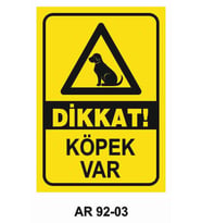 DİKKAT KÖPEK VAR İŞ GÜVENLİĞİ UYARI LEVHASI 2 1 ADET PVC 21 X 29CM