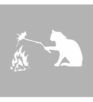 Kamp Yapan Kedi Araba Sticker siyah 20x15 CM (Beyaz)