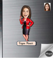 Kişiye Özel Emlakçı Kadın Ahşap Magnet -3
