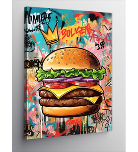 Kanvas Tablo Grafiti İle Süslenmiş Burger
