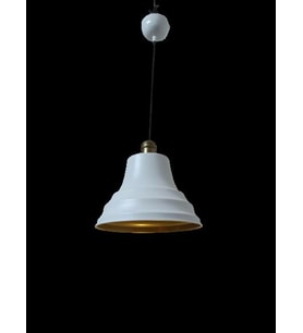 Dylight Retro Metal Eskitme Duylu Beyaz içi Gold Tekli Sarkıt Avize Çap.27 cm