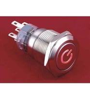 19 mm Metal POWER  LED li Buton Yaylı