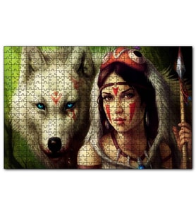 Cakapuzzle Savaşçı Kızılderili Kız Fantezi Puzzle Yapboz MDF (Ahşap) (120 Parça)