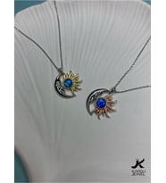 Ay ve Güneş Şeklinde Gümüş 925 Ayar Kolye