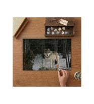 Karlı Ormanda Kurt Tasarımı 240 parça Ahşap Puzzle Ahşap Kutuda MP04215