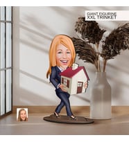 BK Gift Kişiye Özel Emlakçı Karikatürlü Büyük Boy Ahşap Biblo-2 Arkadaşa Hediye , Sevgiliye Hediye, Kişiye Özel Biblolar