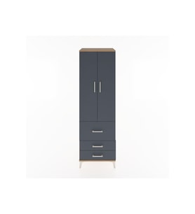 Hyperion Dolap 4 Raflı 3 Çekmeceli 2 Kapaklı 60x44x195 Çam-Antrasit