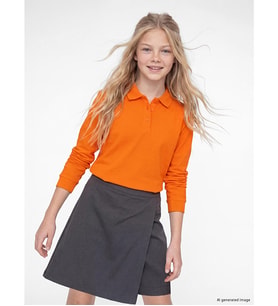LCW Kids Turuncu Polo Yaka Kız Çocuk Pike Tişört