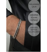 Küba Zincir Kalın Model Çelik Zincir Bileklik Karma Serisi