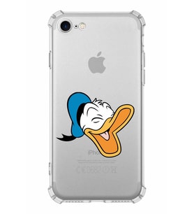 Apple iPhone SE 2022 Uyumlu Köşe Korumalı Antişok  Kapak Donald Duck Tasarımlı Şeffaf  Kılıf