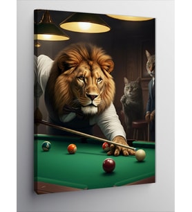 Kanvas Tablo Bilardo Oynayan Aslan