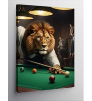 Kanvas Tablo Bilardo Oynayan Aslan