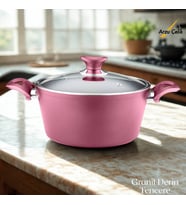 ARZU ÇELİK 28 Cm Granit Derin Tencere Cam Kapak - Mürdüm