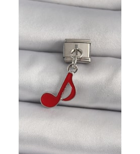 316L Çelik Gümüş Renk Kırmızı Nota Model Nomination Charm 5886 - HPSBYI9176-8659