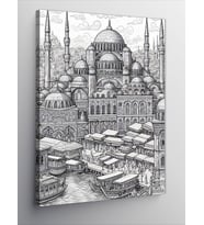 Kanvas Tablo Siyah Beyaz Tarihi Cami