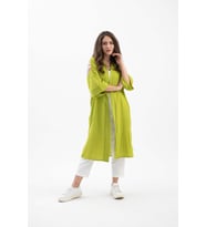 Arkası Baskılı Püsküllü Kimono - Açık Yeşil