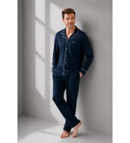 Arnetta Premium Seri Erkek %100 Pamuklu Önden Düğmeli Rahat Kalıp Uzun Kollu Kutulu Pijama Takım