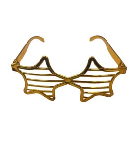 Parti Gözlük Plastik Camsız Panjur Yıldız Şekilli Gold 14x6 cm