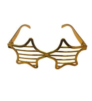 Parti Gözlük Plastik Camsız Panjur Yıldız Şekilli Gold 14x6 cm