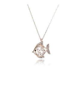 Baget Taşlı Balık Kolye (Rose - Gold)