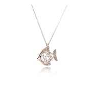 Baget Taşlı Balık Kolye (Rose - Gold)