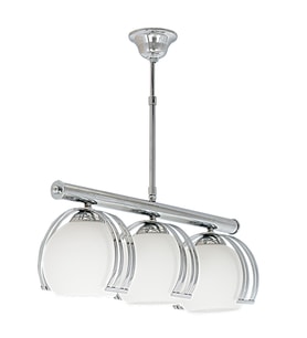 Modern Krom Sıralı 3 lü Opal Cam Sarkıt Avize