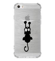 Apple iPhone 5 Uyumlu Köşe Korumalı Antişok Kapak Çizgi Kedi Tasarımlı Şeffaf Silikon Kılıf