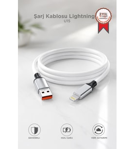 Torima Şarj Kablosu Lightning Silikon 3.0A Data Kablo U15 Beyaz