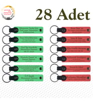 F Yeşili & Nar Çiçeği, Yılbaşı Kutlamalarına Anlamlı Anı 28’li Set, Mesajlı Deri Hatıra Anahtarlık