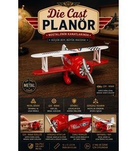 Die-Cast Metal Çek Bırak Oyuncak Savaş Uçağı 15 cm Kırmızı